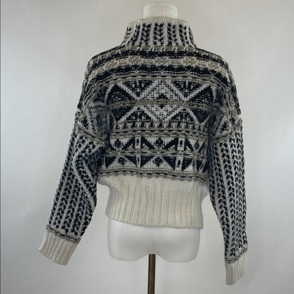 Splendid Vail Apres-ski Fair Isle Sweater in Black, White and Taupe, XL - Picture 6 of 8